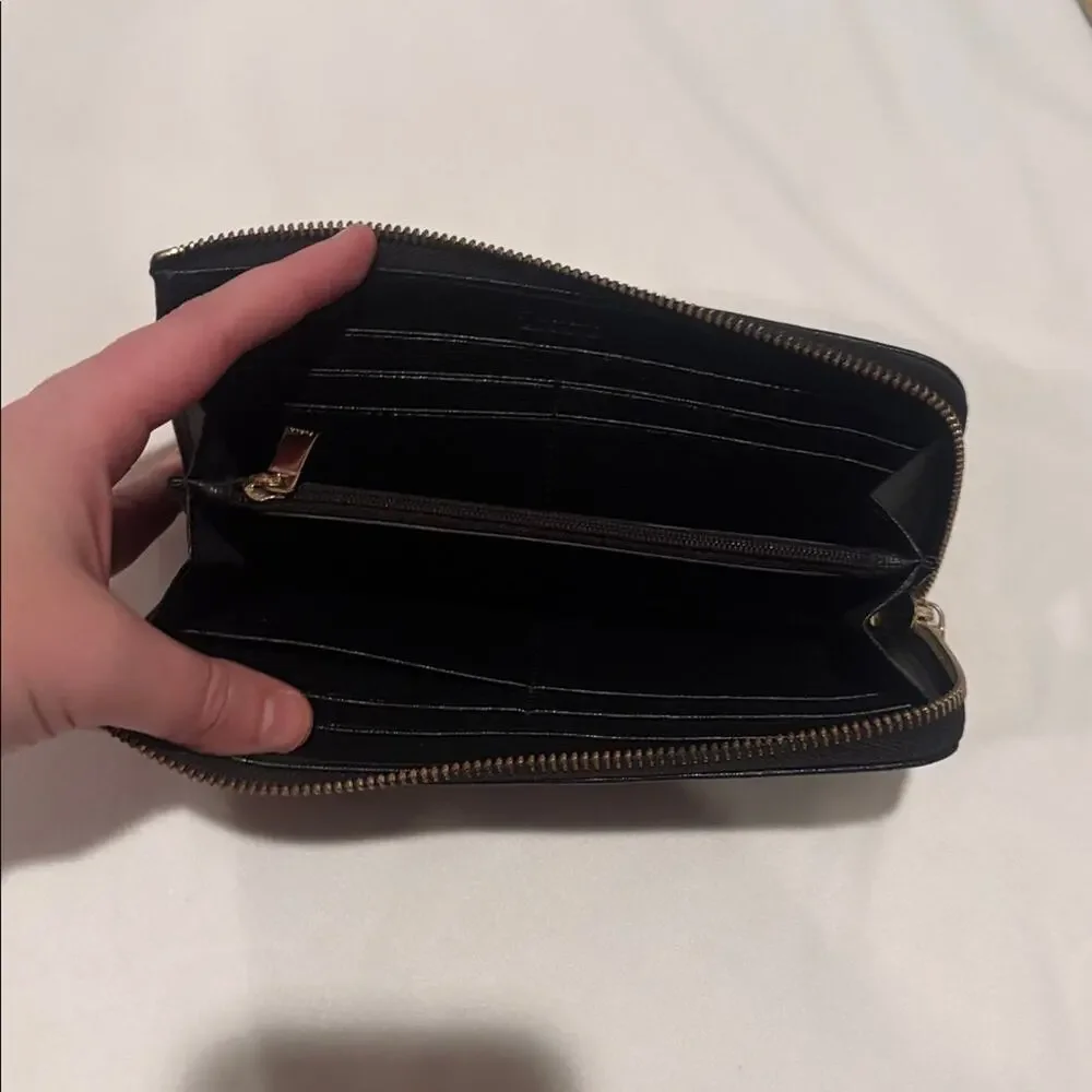 Furla leather black long wallet